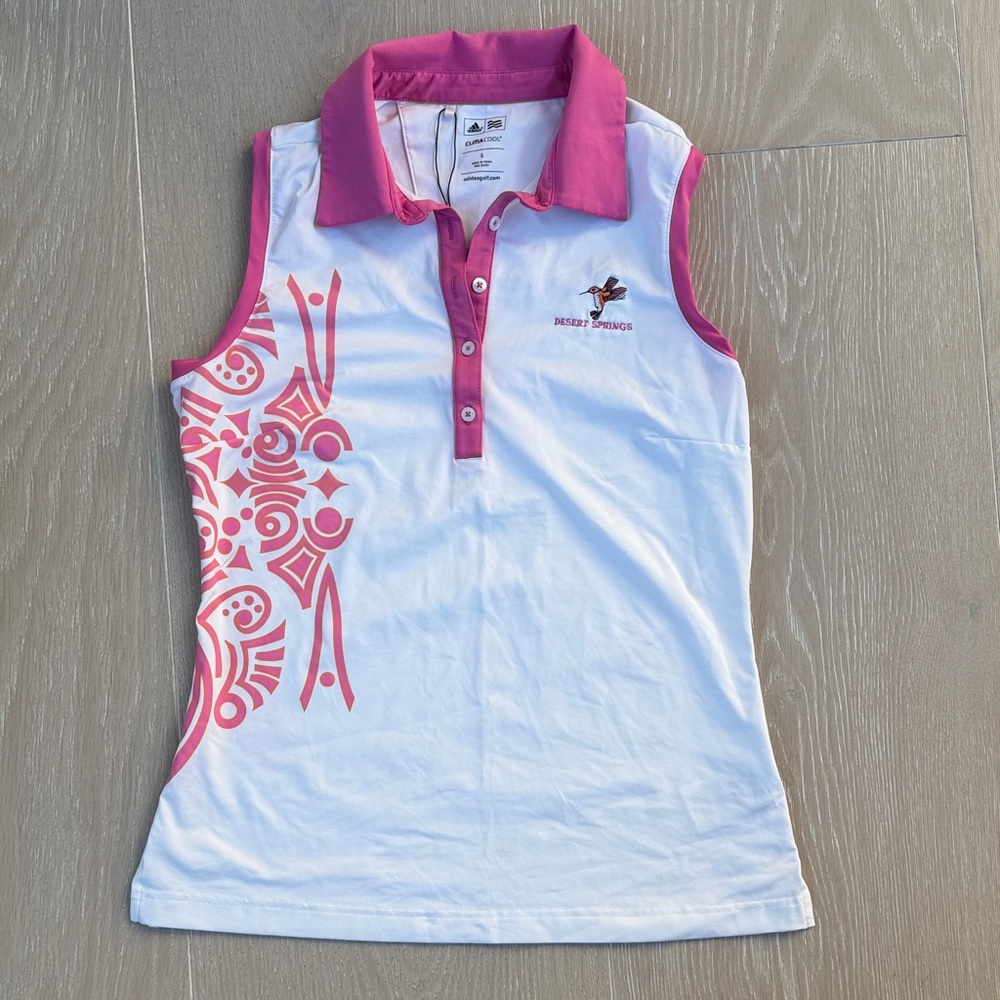 Pink and White adidas clima cool Sleeveless golf tank
